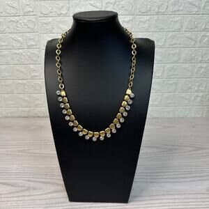 J.Crew Costume Necklace Womens Gold Tone w/ Rhinestones Adjustable Lobster Clasp